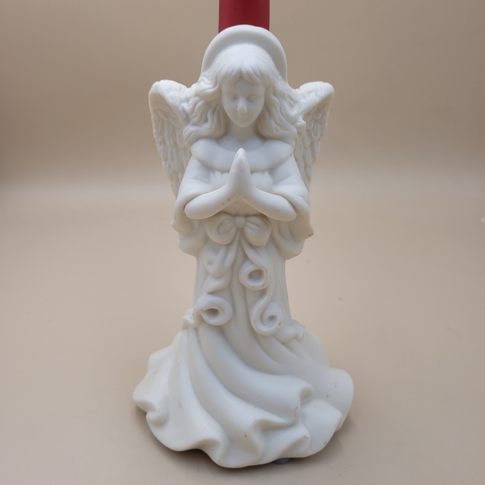 Vtg Partylite Angel of Light Bisque Taper Candle Holder‎ P0425 Retired With Box - Picture 2 of 10